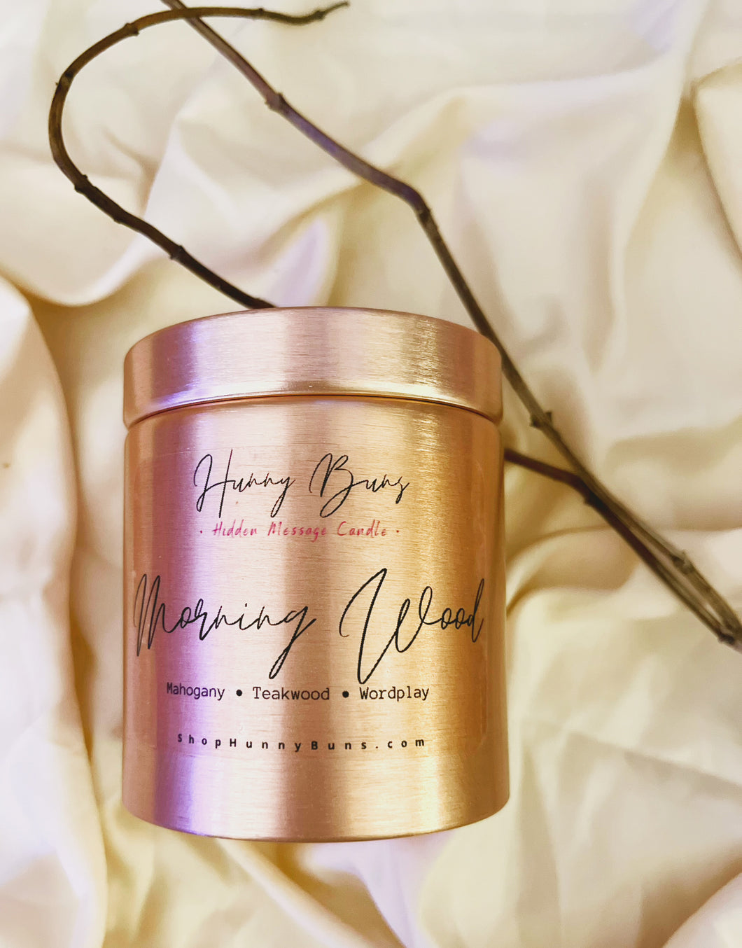 Morning Wood Hidden Message Candle