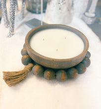 Load image into Gallery viewer, Grey Clay Bead Embellished Candle
